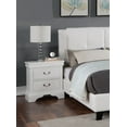 thumbnail image 5 of Classic White Bedroom 6pc Set California King Size Bed Dresser Mirror 2xNightstands Chest Faux Leather Upholstered Furniture, 5 of 6