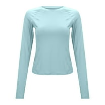 Ediodpoh Women's Protective Wicking Long Sleeve Yoga Fitness Shirt & Breathable for Running & Sports Womens Tops Light Blue S