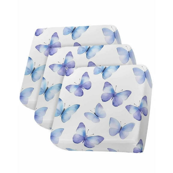Purple Blue Butterfly Sofa Couch Cushion Covers Washable, Removable Stretchable Sectional Couch Covers, Elegant Gradient Butterflies Slipcovers for L & T Shape Sofa Furniture Protector S Size 3 pcs