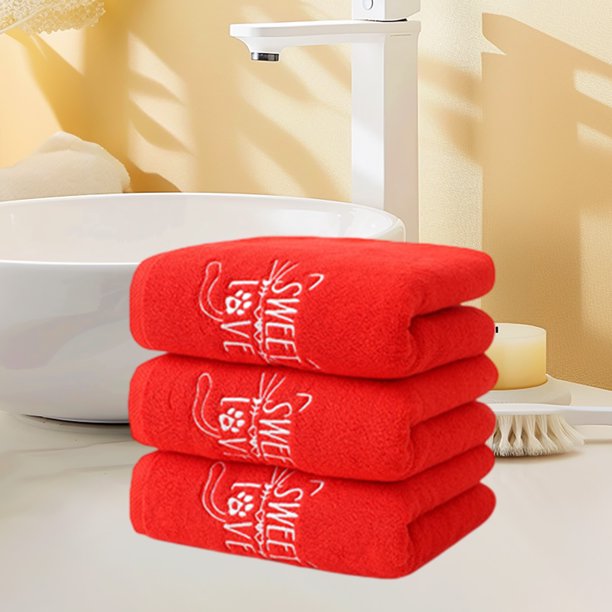 Juego de toallas de baño de hotel de lujo | Paquete de 3 Algodón | Altamente absorbente, suave, transpirable | Rojo, 29.5x13.4in | Duradero, ecológico, de secado rápido | Toallas Premium Home Wrap