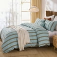 thumbnail image 3 of Rainbow Striped Duvet Cover Set Queen Size, 100% Cotton Bedding Set with Zipper Closure & 8 Corner Ties, Luxury Linen Like Bedding, Soft Breathable Comforter Cover for All Seasons, 3 of 12