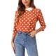 thumbnail image 1 of INSPIRAR CHIC Blusa de Mujer con Cuello Peter Pan en Contraste y Mangas 3/4 Color Naranja, 1 of 5
