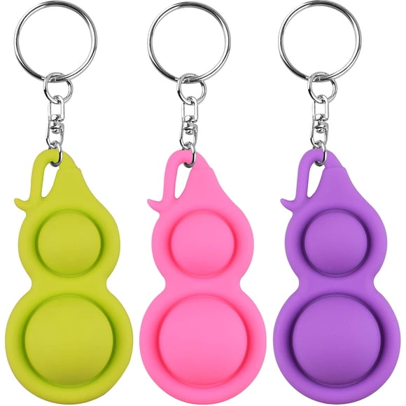 3 Pcs Porte-Clés Simple Dimple Pop Bulles Jouet Anti-Stress Jouets à Main pour Enfants Adultes Anxiété - Mini Jouet Anti-Stress Portatif - Violet+rose+vert (Lot de 3)
