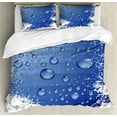 thumbnail image 1 of Grunge Duvet Cover Set, Wet Surface Inspired Bubble Water Rain Drop Crystals Freshness Design, Decorative 3 Piece Bedding Set with 2 Pillow Shams, Queen Size, Violet Blue, by Ambesonne, 1 of 3