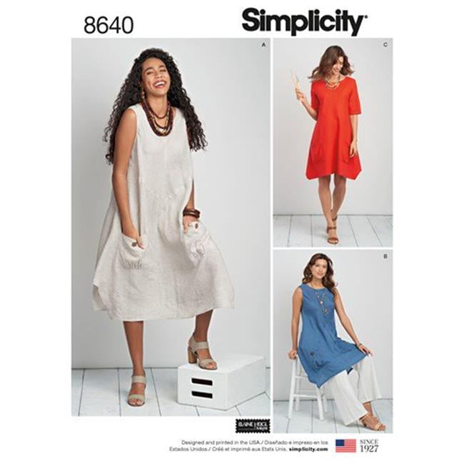 Simplicity Misses&amp;#39; Plus Size 20W-28W Dress Pattern, 1 Each