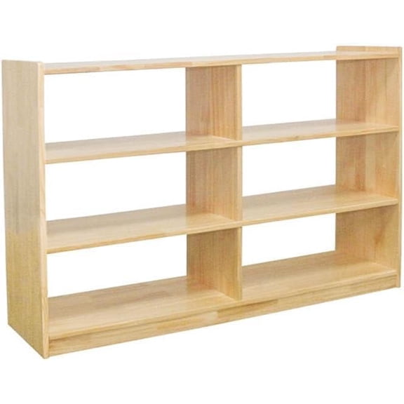 Kinderhuis- Birch Wood 6 Grid Shelf Storage Cabinet, 47in, Double-Sided Montessori Toy Shelf Without Back, 31 Inches Tall, Toddler Kids Montessori Materials, Classroom, Daycare, Payroom, Natural