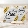 thumbnail image 3 of Honey Bee Pillow Covers 2 Pack Spring Flowers Farm Plants Watercolor Bee Wood Grain Pillowcase Waterproof Outdoor Throw Pillow Cover for Patio Garden Square Cushion 20”x20”, 3 of 9