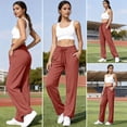 thumbnail image 5 of Women Soft Knit Wide Leg Pants Sevevn Elastic Drawstring High Waist Loose Fit Trousers With Side Pockets, Assorted Solid Colors For Lounging Sleepwear And Daily Casual Home Outfits, 5 of 7