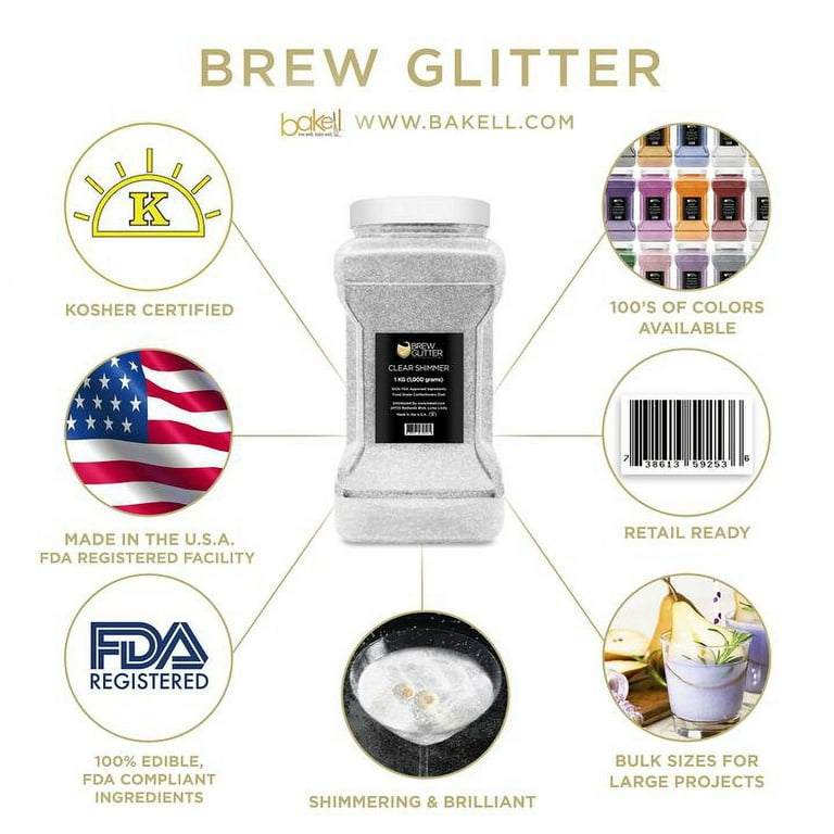 Edible Glitter for Drinks â€¢ Shiny Silver Glitter, Shimmer Beverage Dust  for Co 