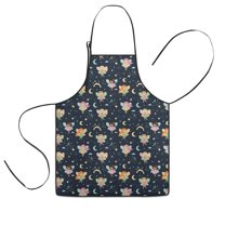 Dark Blue Fairy Princess Pattern Kids Aprons for Girls and Boys,Adjustable Neck Strap Toddler Aprons for Kids Cooking Baking,23.6"x19"