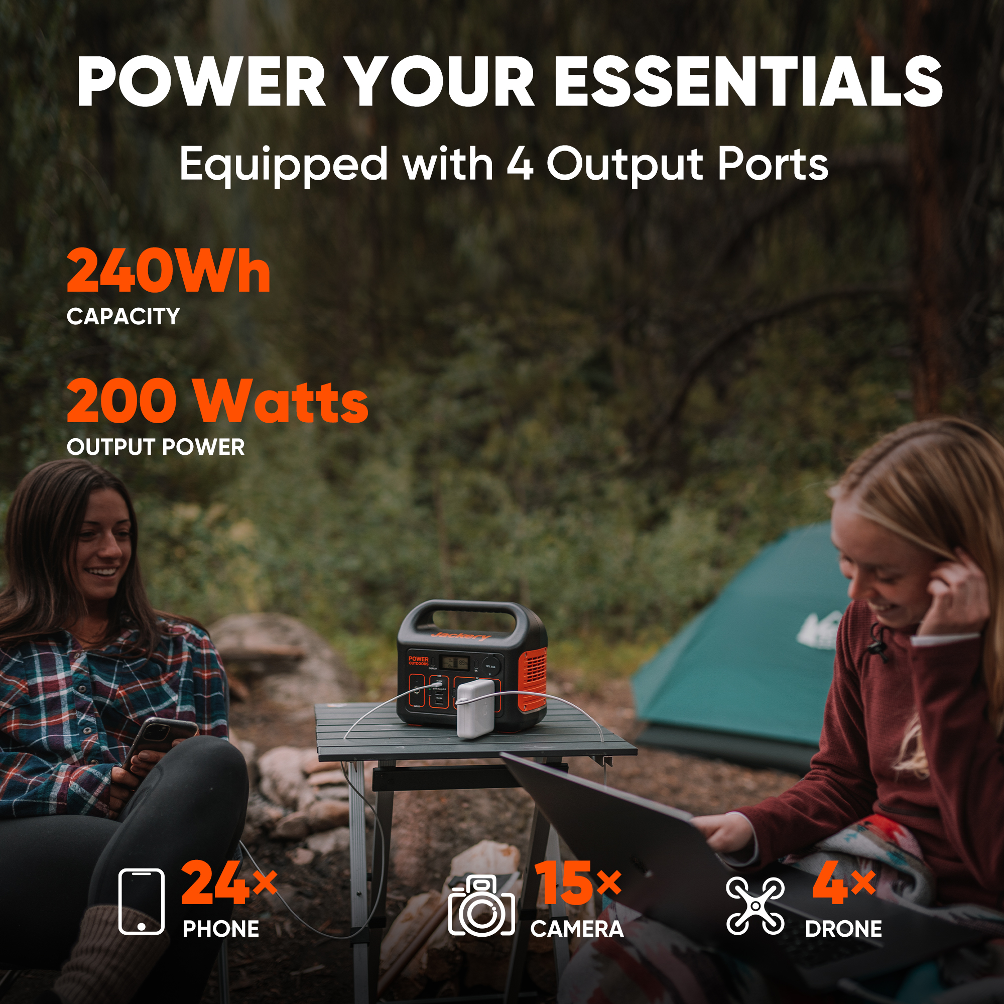 Jackery Portable Power Station Explorer 240, 240Wh Backup Lithium Battery, 110V/200W Pure Sine Wave AC Outlet, Solar Generator for Outdoors Camping Travel Hunting Emergency (Solar Panel Optional) - image 2 of 5