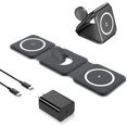 thumbnail image 1 of Estación de carga inalámbrica 3 en 1 para múltiples dispositivos Apple, almohadilla de carga plegable magnética, compatible con iPhone 14/Pro/Max/Plus/13/12, iWatch, AirPods 3/2/Pro (adaptador PD20W i, 1 of 3