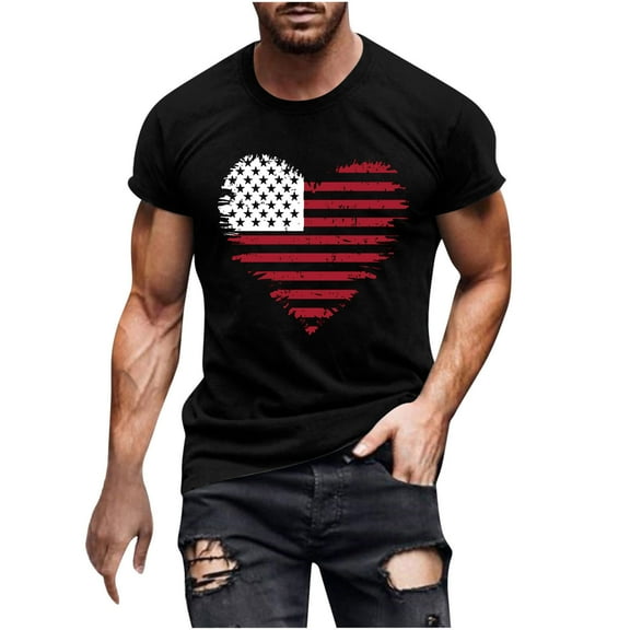 Chiccall Mens 4th of July Summer Tops American Flag Patriotic T-Shirts USA Star Stripes Graphic Tee Shirts