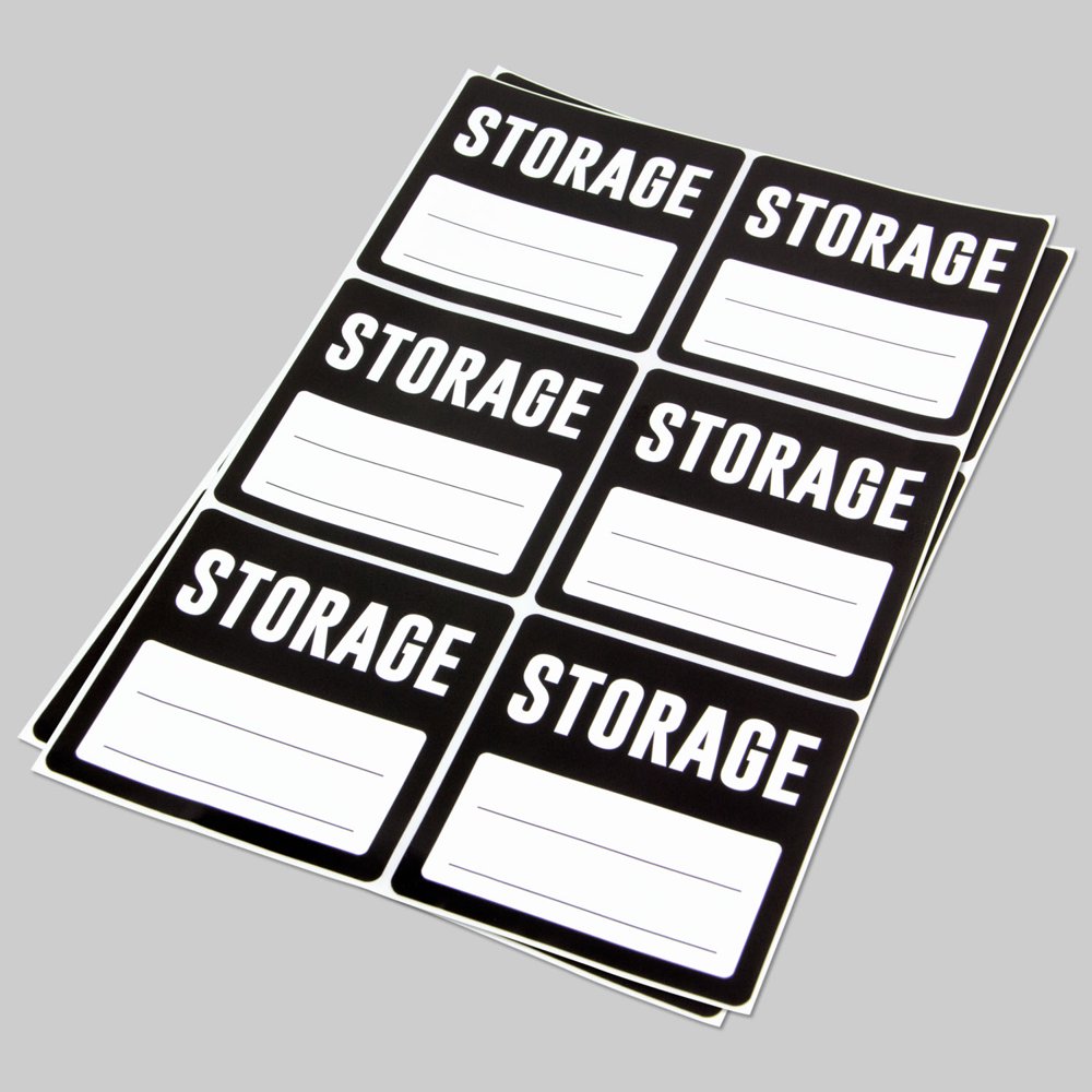 Storage Stickers (3 x 3 inch, 6 Labels per Sheet, 100 Sheets, Black