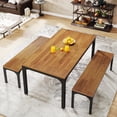 thumbnail image 3 of Tribesigns 3 Piece Steel Dining Table Set, Rustic Brown, 3 of 7