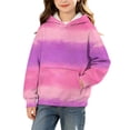 thumbnail image 2 of LEKWK Hoodies for Girls Gradient Print Warm Long Sleeve Hooded Pullover Sweatshirt with Kangaroo Pocket Lightweight Tops Fall Winter Back to School Uniforms Outdoor Size 3-14 Years, 2 of 9