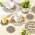 thumbnail image 4 of 8Pcs 4 Styles Laser Cut Coasters Octagon Wooden Carved Cup Mats Coaster Geometric Design Wooden Coasters Hexagon Shape Tabletop Decoration Wood Coaster for Tea Cup for diy, 4 of 5