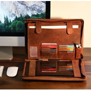 Leather Business Portfolio Folder Zipper Writing Padfolio, Professional Document Paper Organizer for Men & Women by Rustic Town