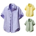 thumbnail image 3 of Yertdoel Men's Button Down Shirts Solid Color Short Sleeve Lapel Neck Shirt Soft Comfortable Breathable Hawaiian Beach Vacation Summer Outdoor Casual Tops, 3 of 4