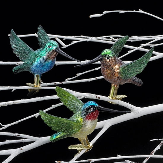 Club Pack of 12 Glass Blown Hummingbirds ClipOn Ornaments 4.5