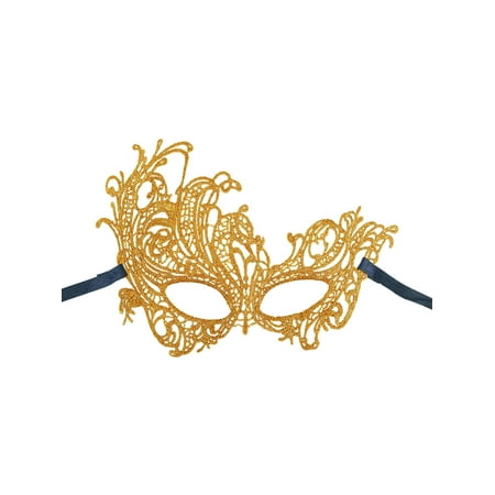 Women's Mythical Goddess Lace Phoenix Masquerade Mask, Gold
