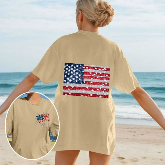 Womens 4th of July Blouse 4th of July Shirt Women Patriotic Shirt Women Fourth of July Women Shirt Women's Summer Round Neck Short Sleeve Casual Fashion Printed Blouse