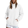 thumbnail image 4 of TZZQ Unisex Half Turtleneck Fleece Pullover Sweatshirts Mock Neck Tunic Sweatshirt Loose Fit Fall 2026 Warm Fleece Oversized Pullover Tops Long Sleeve Cozy Casual Basic Sweatshirts White 3Xl, 4 of 8