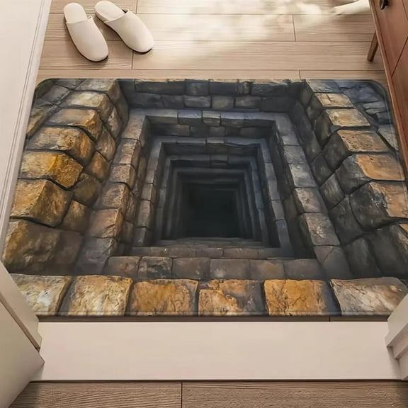 SharkTRUE D Optical Illusion Rug,DHole Rugs,Rug That Looks Like a Hole The Ground,Dog Gets Scared of DHole Carpet,D Carpet Bottomless Hole Optical Illusion Area Mat,Test & Play with Your Dog or Cat