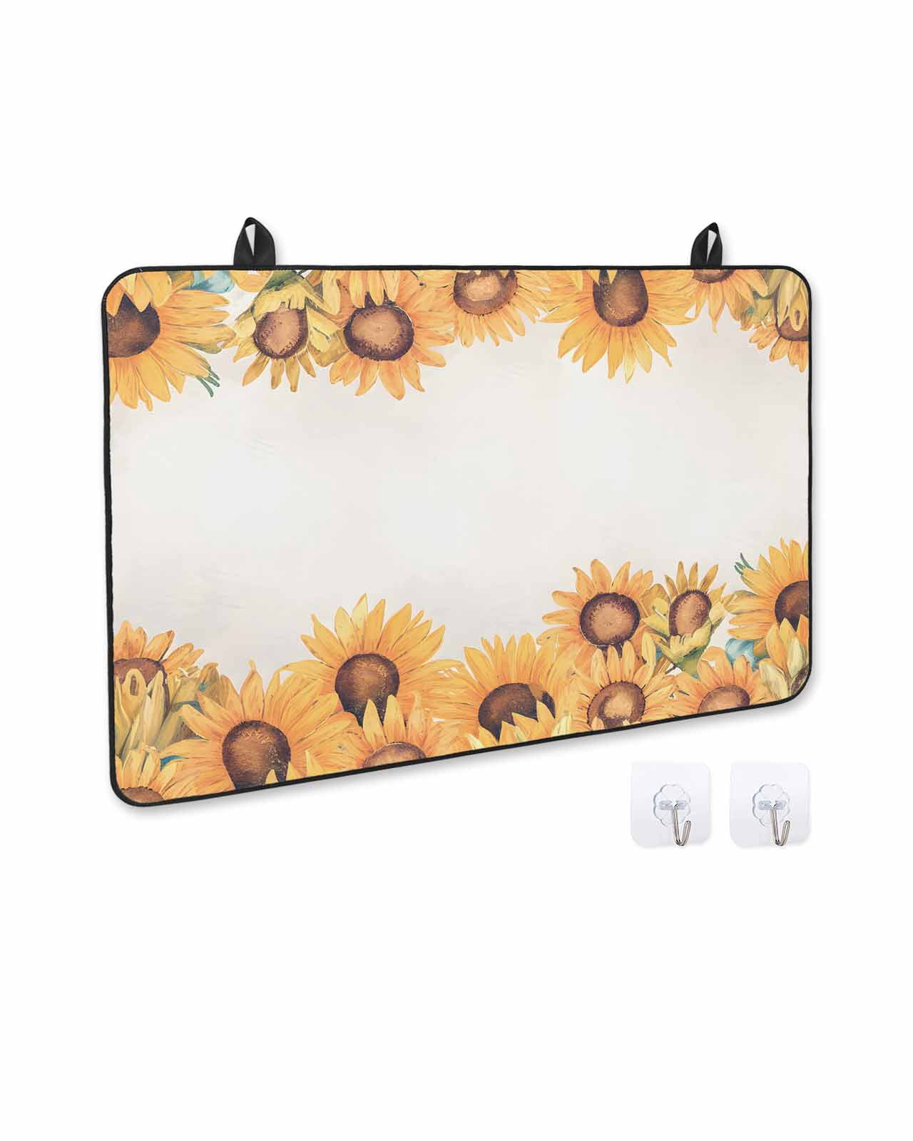 nqOlkjepod Large Induction Cooktop Protector Mat 24"x21", Spring Yellow Sunflower Stove Top Covers for Electric Stove, Retro Botanical Pastoral Country Stove Burner Cover Mats, Glass Top Stove Cover
