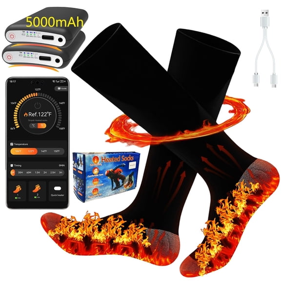 Calcetines térmicos ANSOZLEE de 5000 mAh, 2 unidades, recargables para hombres y mujeres