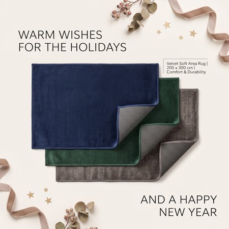 Velvet Area Rug 200 x 300 cm, 1 cm Thick Large Rectangular Carpet, Soft Decorative Floor Rug for Living Room, Bedroom, Dining Room, Study and Christmas Home Decor