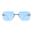 thumbnail image 5 of Luxury Rimless Rectangle Metal Pyramid Stud Jewel Arm Metal Rim Sunglasses Silver - Blue, 5 of 8