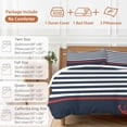 thumbnail image 6 of Vintage Anchor Texture Bedding Duvet Cover Set Full Size 4 Pieces Blue Stripes Geometric Classic Bedding Set with Zipper Closure, 1 Comforter Cover 86x86 Inches 1 Flat Sheet & 2 Pillow Cases, 6 of 7