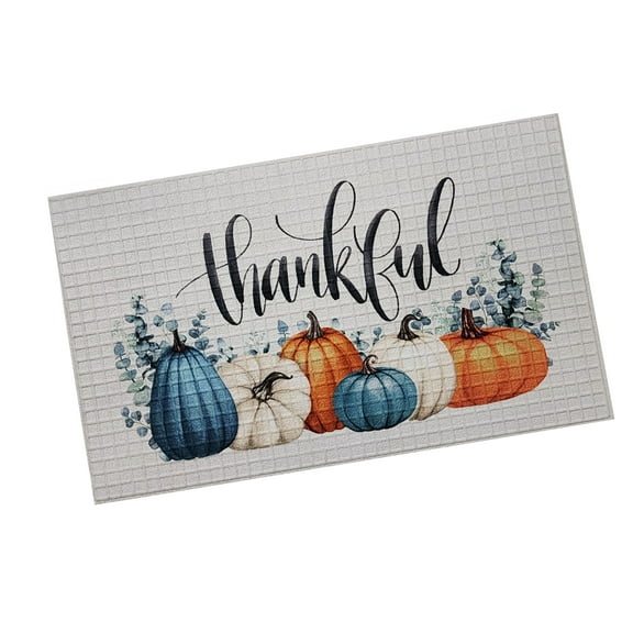 Natco Thankful Pumpkins Outdoor Doormat, 18" x 30", Polyester with Non-Skid Back