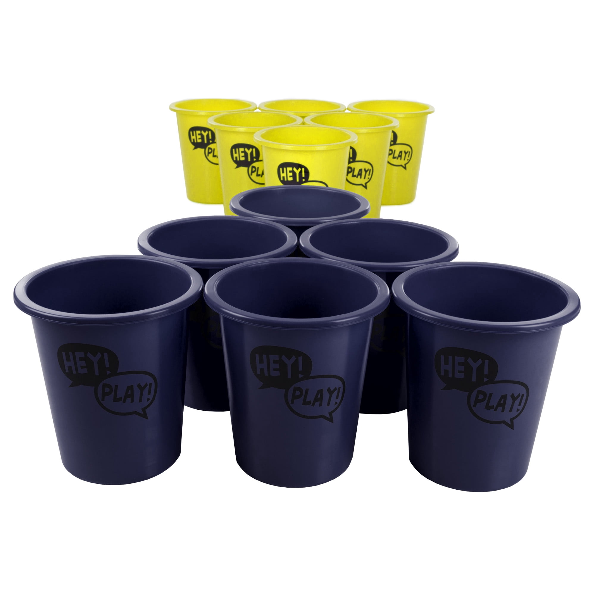 Large Beer Pong Outdoor Game Set by Hey! Play! (Blue and Yellow)