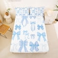 thumbnail image 5 of Manfei Dreamy Blue Bow Queen Sheet Sets For Girls,Princess Bow Ribbon Detail Bed Set For Kids,4 Pieces, 5 of 6