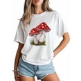 thumbnail image 3 of Women's T-Shirt Red Mushroom Short Sleeve Casual Tee Classic Crew Neck T Shirt for Women White, 5XL, 3 of 7