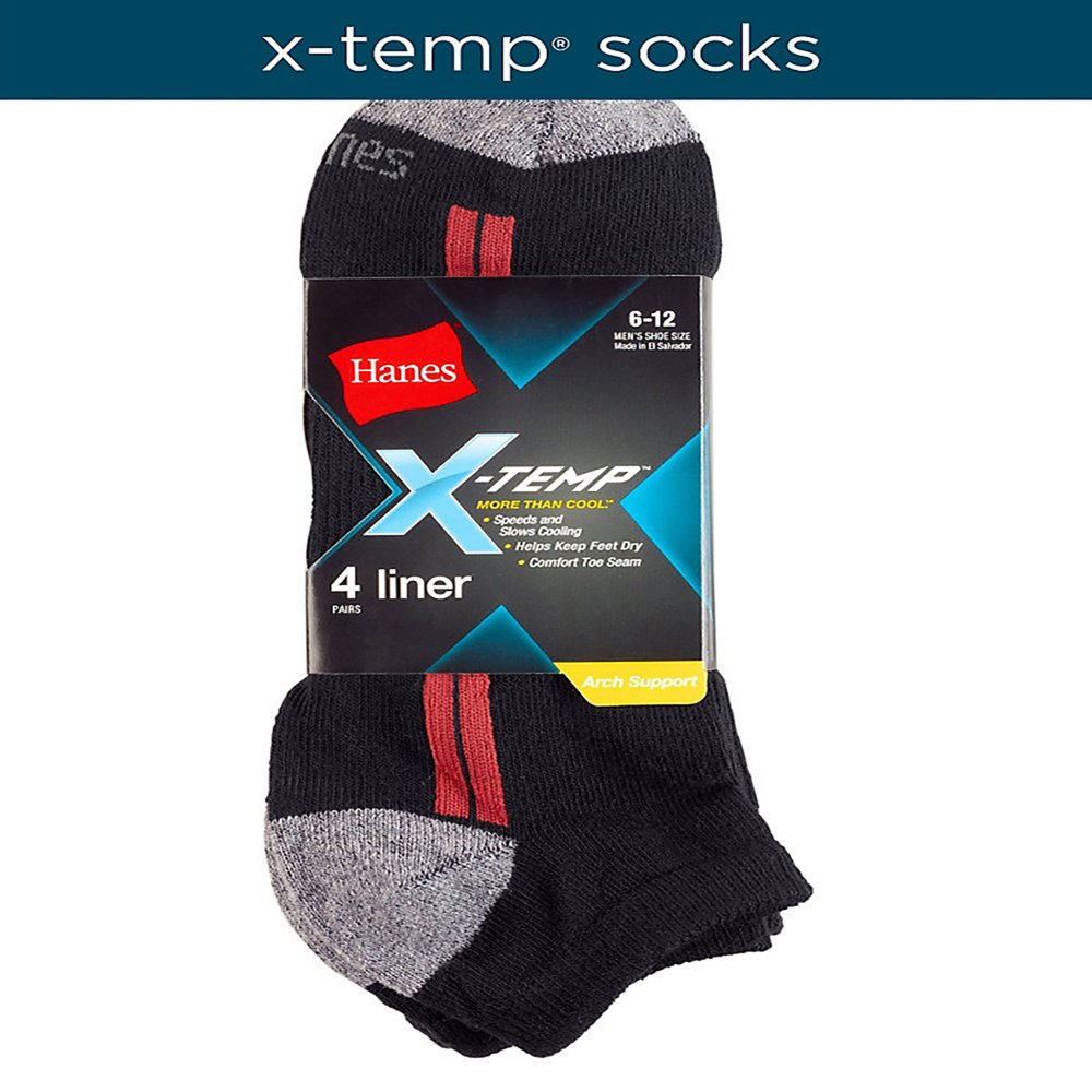 Hanes Hanes Men's XTemp Arch Support Liner Socks (4Pack), Style 510
