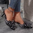 thumbnail image 2 of Xucatan Women's Patent Leather Slide Heels, Elegant Polka Dot Bow Mule Shoes, Comfortable High-heeled Shoes Heel for Evening Party Wear Gift, 2 of 8