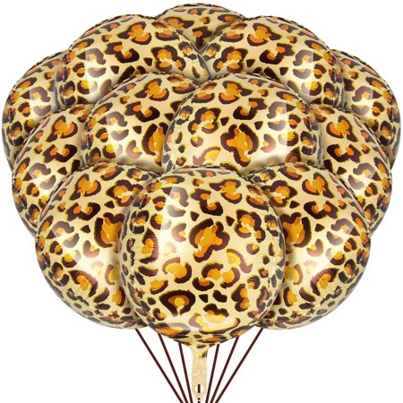 KINNO 12 pcs 22 in Foil Balloons 4D Jungle Safari Balloons Large Foil Balloon Birthday Party Decoration Supplies (Leopard Print)