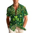 thumbnail image 3 of UVEASISHA Mens St. Patrick's Day Hawaiian Shirts Short Sleeve Green Clover Printed Beach Shirt Lapel Collar Button Down Irish Shamrock Graphic Shirts Green#27 L, 3 of 9