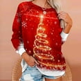 thumbnail image 2 of asdoklhq Clearance Plus Size Christmas Clothing,Women's Tops Christmas Print Round Neck Sweater Loose Blouse Hoodless Sweatshirt, 2 of 6