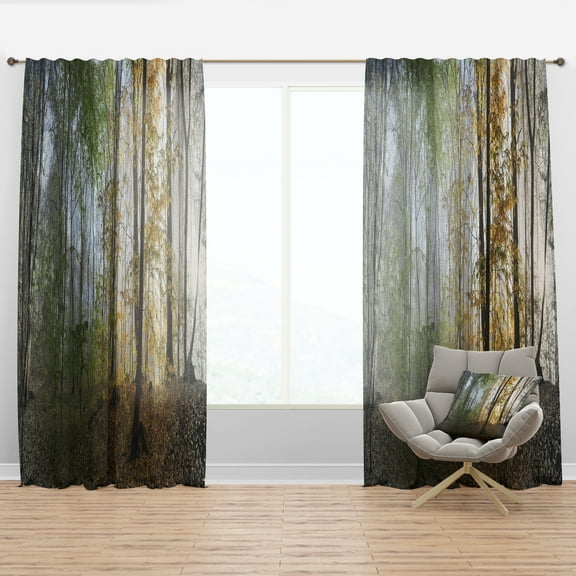 Designart 'Morning Forest Panoramic View' Landscape Curtain Panel