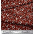 thumbnail image 3 of Soimoi Tissu Crêpe polyester Rouge Couronne & Décor Butterfly Tissu Imprimé au Mètre 42 Pouces de Large, 3 of 5