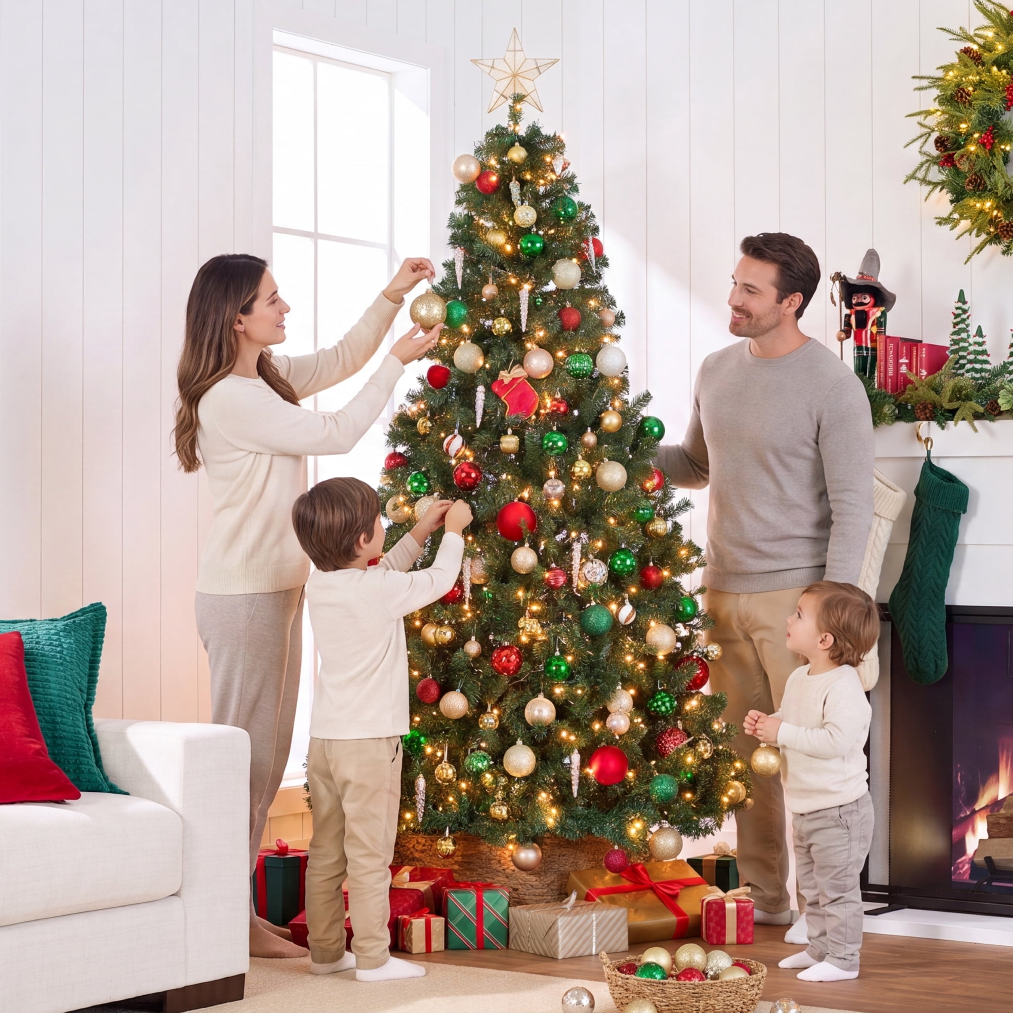 Best Choice Products 4.5ft Artificial Christmas Tree with Viral Twinkling Lights, Pre-Lit Spruce, 200 Lights