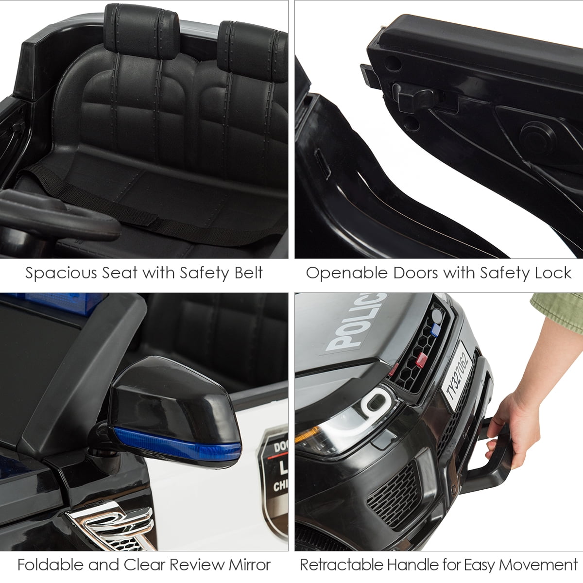 costway 12v kids electric bluetooth ride on car with remote control