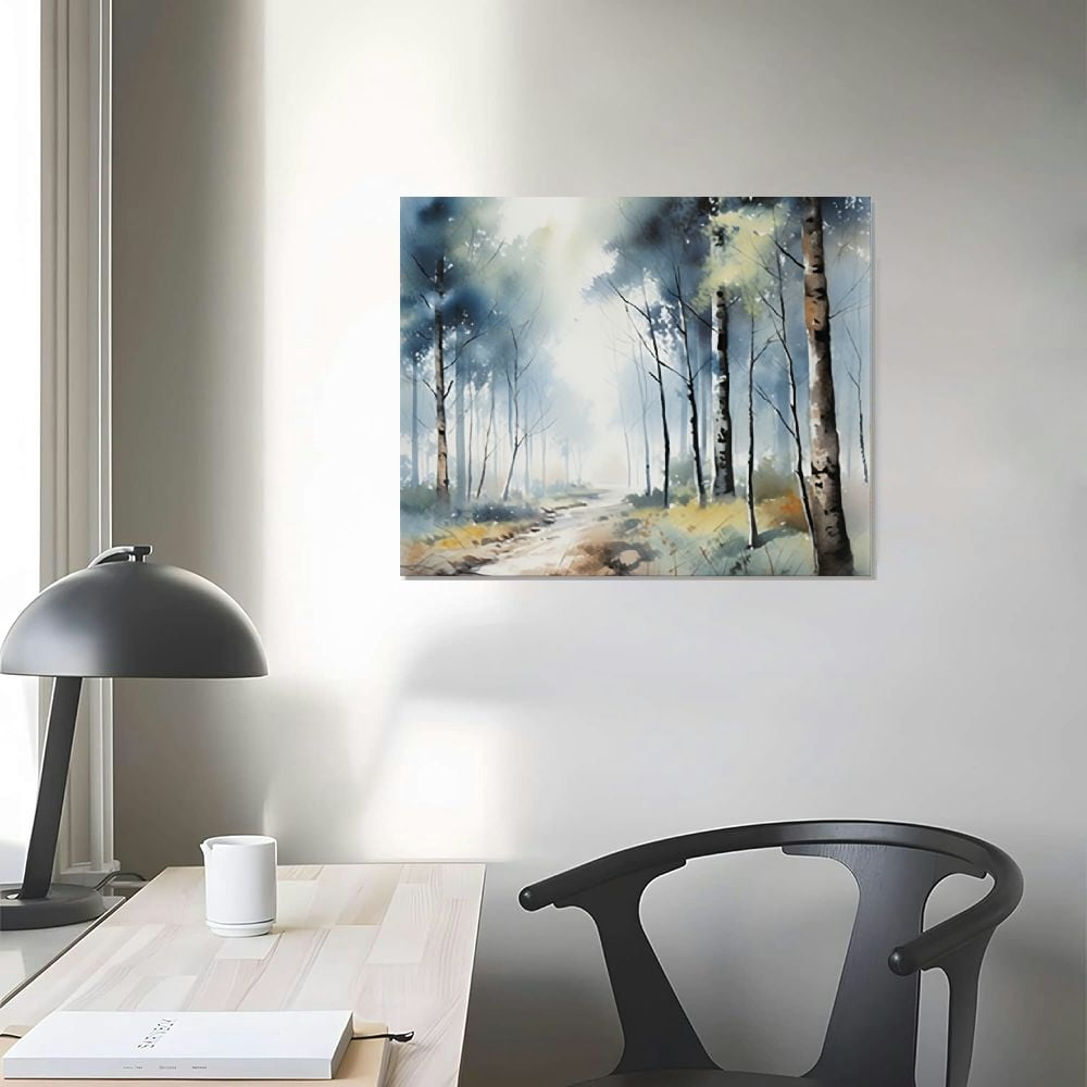 JEUXUS  Wall Art Blue Landscape Canvas abstract Print Painting  Picture Large Artwork for Living Room Bedroom Office…
