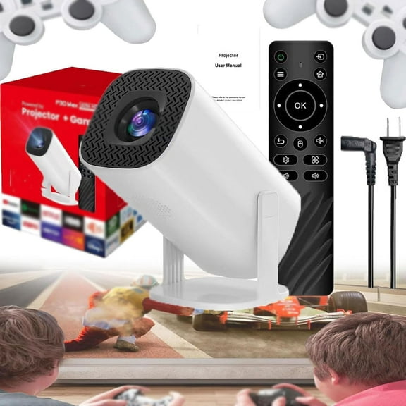 P30 Max Projector and Game With 2 Wireless Controllers, M300 Max Game Projector, Projector Video Games P30 Max, Smart Projector with Built in Apps and Games P30 Max, 4k Smart Plus Movie Projector