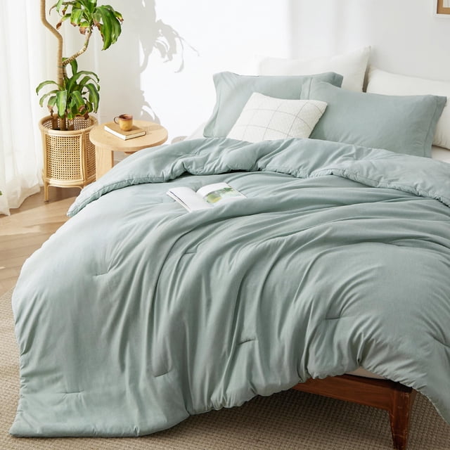 Juego de edredón Bedsure tamaño queen, color verde salvia, para todas las estaciones