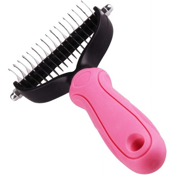 PHANY Shedding Cat Brush Double Sided Brush Comb 1 Pcs Comfortable Plastic Tool Stainless Steel Needle for Deshedding Removes Long Loose Hair